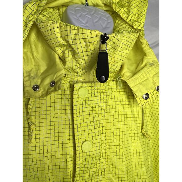 Kaelin Tech Light Ski Pullover Jacket Hoodie Grid Print Yellow Nylon Large 1990s - Picture 3 of 11